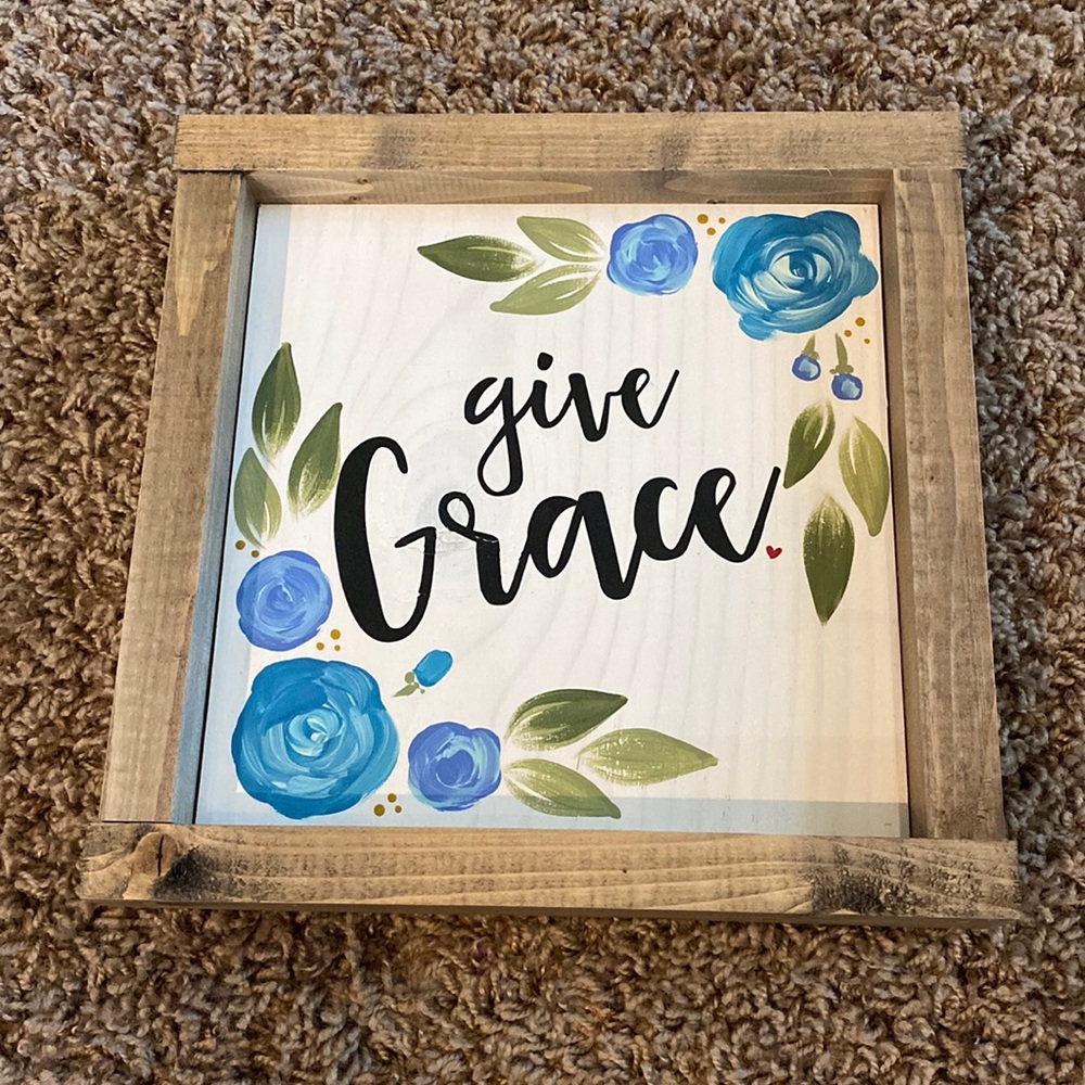 Jelly Bird Signs “Give Grace” wood painted sign - like new